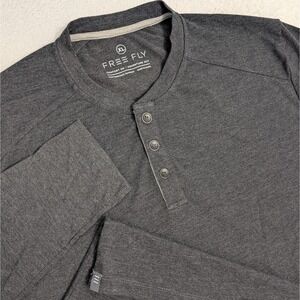 Free Fly Henley Shirt Mens XL Gray Lightweight Performance ViscoseBamboo Stretch